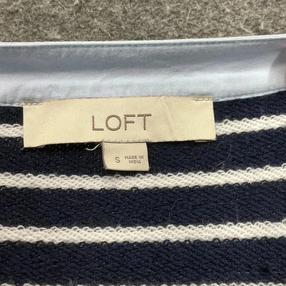 Ann Taylor LOFT Striped Mixed Media V-Neck Cotton Shift Dress Size Small S - Picture 5 of 7